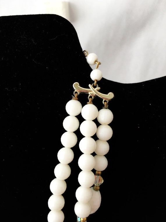 White Bead Necklace, Aurora Borealis Necklace, White … Gem