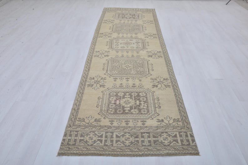 3x12 Turkish Oushak Runner Rug, Wool Entry Rug image 1