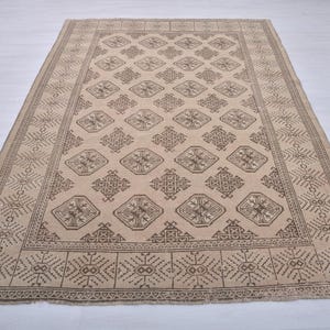 Tapis 7 x 9, tapis Oushak, tapis en laine, tapis délavé, tapis neutre, tapis anatolien, tapis vintage 7 x 9, tapis Oushak 7 x 9, tapis turc 7 x 9, tapis de chambre, tapis turc