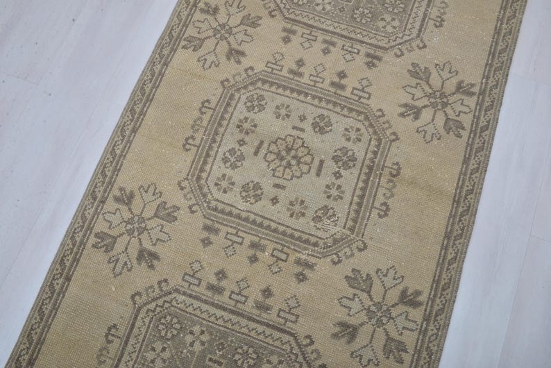 3x12 Turkish Oushak Runner Rug, Wool Entry Rug image 6