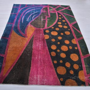 7x9 Area Rug,7x9 Rug,Large Turkish Rug,7x9 Vintage Rug,Wool Rug,Floor Rug,Soft Rug,Living Room Rug,Oushak Rug,Boho Rug,Handmade Rug,