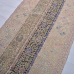 Vintage Turkish Wool Runner Rug: Anatolian Oushak Kitchen Rug (2.6 x 7.2 ft)