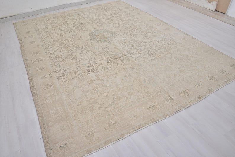 Pastel Color Rug Vintage Oushak Rug, Faded Pastel Wool Anatolian Carpet (9.3 X 12.7 Ft ...