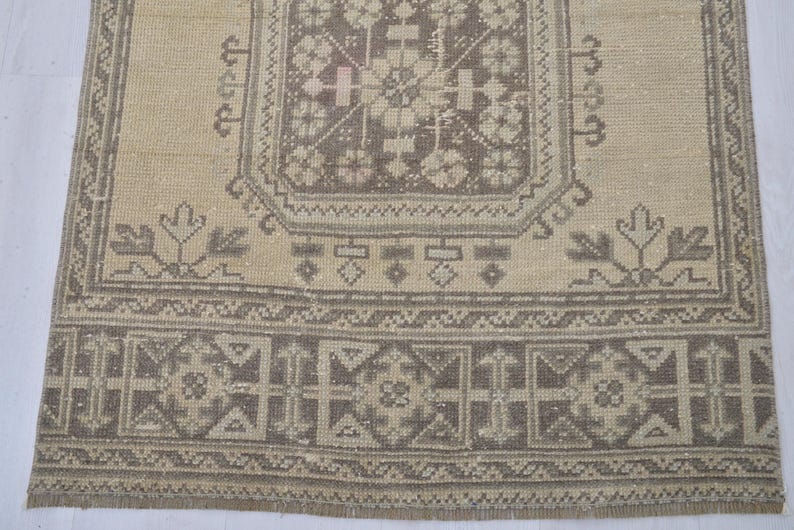 3x12 Turkish Oushak Runner Rug, Wool Entry Rug image 4