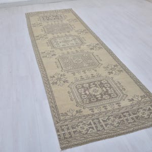 3x12 Turkish Oushak Runner Rug, Wool Entry Rug image 2