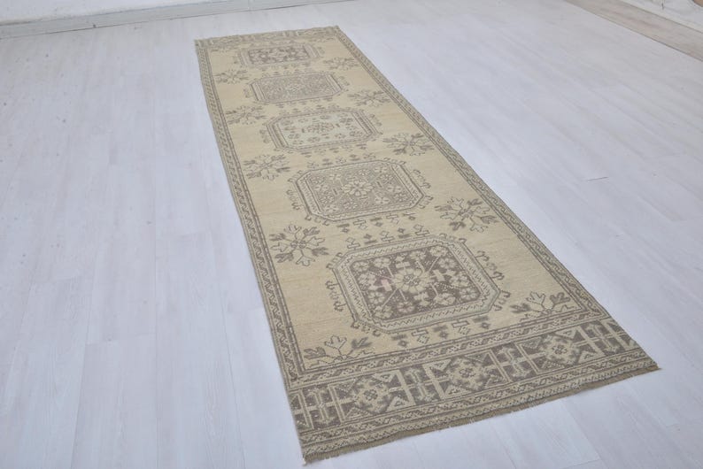 3x12 Turkish Oushak Runner Rug, Wool Entry Rug image 2