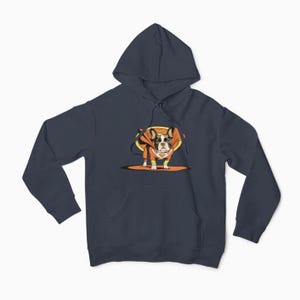 French Bulldog Superhero Hoodie, Dog Lover Sweatshirt, Frenchie Cartoon Pullover, Gift for Pet Owners, Animal Theme Jumper