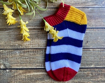 KNITTING PATTERN - Color Block Socks Knitting Pattern, Knit Sock Pattern, Sock Pattern, Knitted Sock, Cuff Down Sock Pattern
