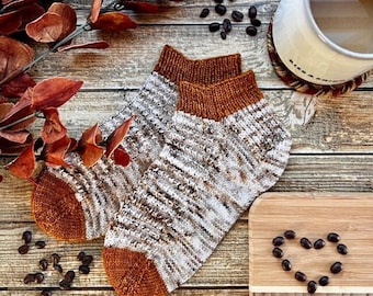 KNITTING PATTERN - Coffee Break Socks Knitting Pattern, Sock Pattern, Knitted Sock, Cuff Down Sock Pattern, Friend Gift, Coffeehouse Socks