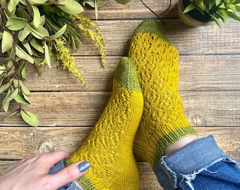 KNITTING PATTERN - The Magnolia Socks Knitting Pattern, Knit Sock Pattern, Sock Pattern, Knitted Sock, Cuff Down Sock Pattern, Friend Gift