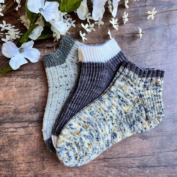 KNITTING PATTERN - The Everyday Sock Set,  Walk in the Woods Socks, The Peppermint Socks, Fun and Sun Socks