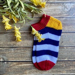 KNITTING PATTERN - Color Block Socks Knitting Pattern, Knit Sock Pattern, Sock Pattern, Knitted Sock, Cuff Down Sock Pattern