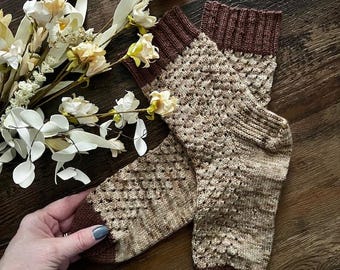 PATRÓN DE TEJIDO - Patrón de calcetines Meadow Scatter, Patrón de calcetines, Calcetín tejido, Calcetín de puño a puño (PDF)