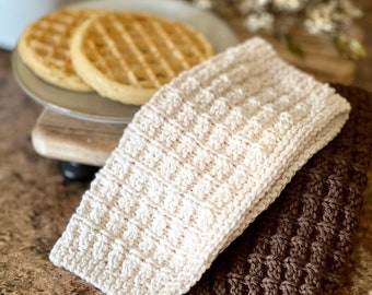 KNITTING PATTERN - Love Me Some Waffles, Farmhouse Spa Cloth, Dishcloth Pattern, Spa Cloth Pattern, Facecloth Pattern