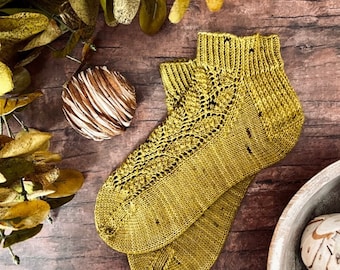 KNITTING PATTERN - The Frond Socks Knitting Pattern, Knit Sock Pattern, Sock Pattern, Knitted Sock, Cuff Down Sock Pattern, Friend Gift