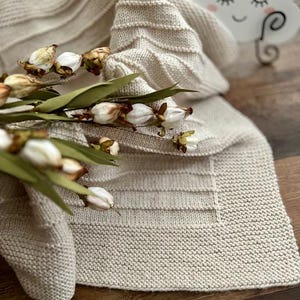 KNITTING PATTERN - The Sapling Blanket, Knitted Baby Blanket, Knit Blanket Pattern, Baby Snuggle Blanket, Knitted Throw