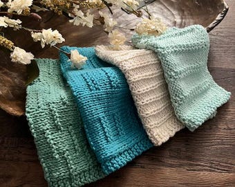 MODELLO PER LAVORAZIONE A MAGLIA - Set di strofinacci Simple Lines, Tutorial per lavorare a maglia, Modello per strofinacci, Modello per strofinacci, Modelli facili per strofinacci