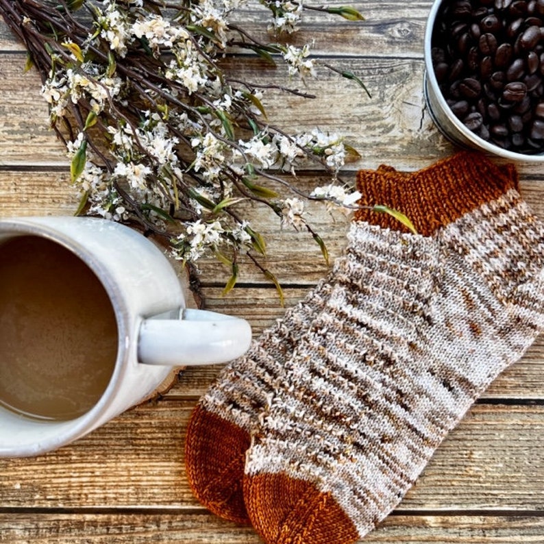 KNITTING PATTERN Coffee Break Socks Knitting Pattern, Sock Pattern, Knitted Sock, Cuff Down Sock Pattern, Friend Gift, Coffeehouse Socks image 5