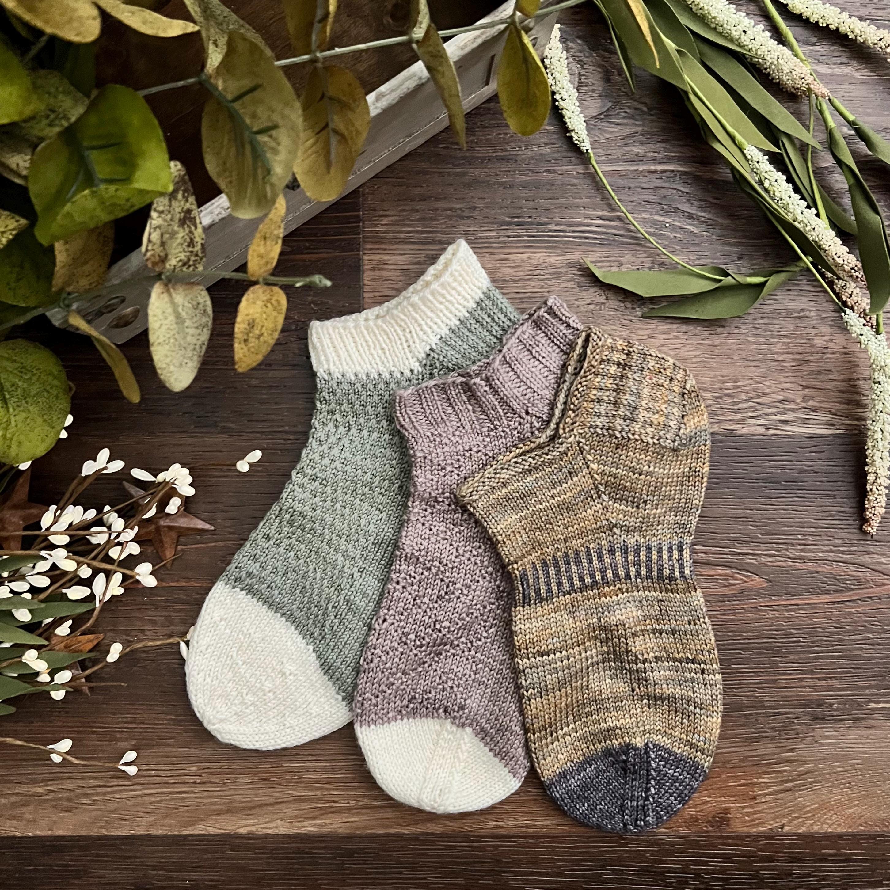 KNITTING PATTERN - Easy Beginner Textured Sock Set, Shortie Socks Knitting Pattern, Sock Pattern, Cuff Down Sock, Shortie Sock, Easy Sock