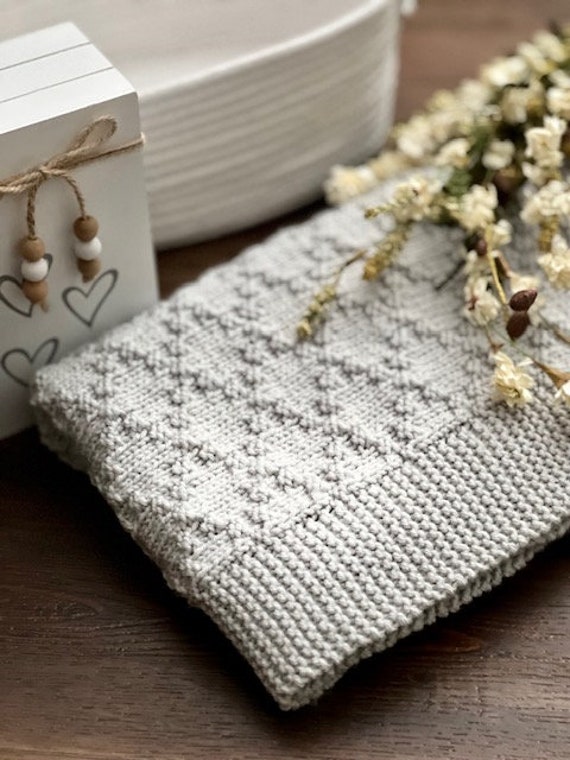 KNITTING PATTERN - The Noah Knitted Baby Blanket, Baby Blanket Knit Pattern, Beginner Knitting Pattern, Easy Knit Pattern, Knitted Blanket