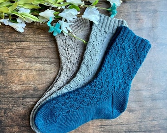 KNITTING PATTERN - Garden Gate Collection Sock Set, Petal Dance Socks, Sirens Song Socks, Opulence Socks, Sock Pattern, Knitted Sock Pattern