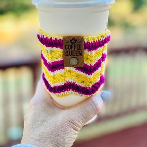 KNITTING PATTERN - Coffee Bean Cup Cozy, Knit Cup Sleeve, Knitted Cozy, Knit Kooze Pattern, Knit Cozy Pattern