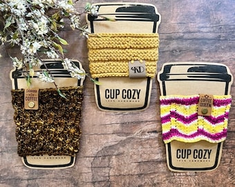 PATRÓN DE TEJIDO - Funda para taza Easy Cup Cozy Patrón de tejido, Funda para taza ondulada, Funda para taza corrugada, Funda para taza con forma de grano de café