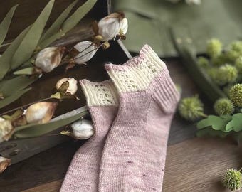 PATRÓN DE TEJIDO - Patrón de calcetines Thalia, patrón de calcetines, calcetines de punto, patrón de calcetines con dobladillo, regalo para amigos, patrón de calcetines tobilleros