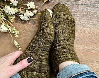 KNITTING PATTERN - River Walk Socks Knitting Pattern, Sock Pattern, Knitted Sock, Cuff Down Sock Pattern, Friend Gift, Knitting Accessory