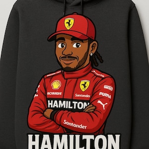 Hamilton Cartoon Edition Sweatshirt – Ferrari F1 Style | Formula 1 Fanwear | Motorsport Gift Idea