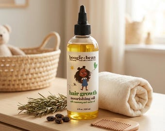 Olio per la crescita dei capelli per bambini Boogie and Bean al rosmarino, idratante e nutriente naturale.