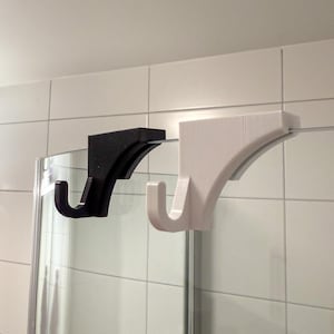 Shower Hook Minimalist Towel Holder | Bathroom Hook for soap, towels, squeegees and other bathroom accessories - Fit for curved shower door