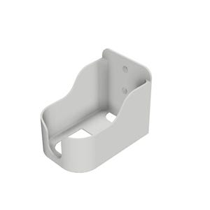 Può includere: Una staffa bianca da parete con un design curvo. La staffa ha una base rettangolare con un ritaglio e un pannello posteriore con due fori preforati per il montaggio. La forma generale è liscia e moderna.