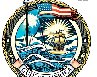 アメリカ湾 PNG | 航海ロープボーダー | 面白いトランプ風 | デジタルダウンロード | 愛国的なクラフトファイル