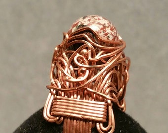 Jasper Ring Wire-sculpted in Copper by Nonpareil Ltd Item #RFB-150127-41