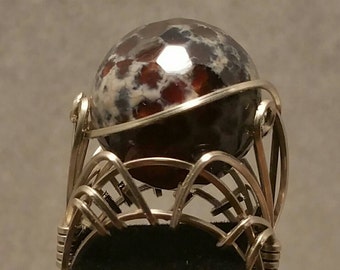 Faceted Agate Ring Wire-sculpted in Nickel Silver by Nonpareil Ltd Item #ROL-150127-36
