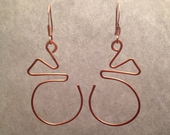 Copper Hand-Hammered Freeform Wire Earrings by Nonpareil, Ltd. #EFF-150127-8