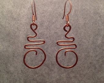 Copper Hand-Hammered Freeform Wire Earrings by Nonpareil, Ltd. #EFF-150127-14