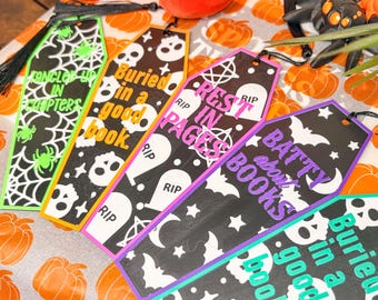 3D-gedruckte Sarg-Lesezeichen für Bücherliebhaber – Halloween-/Gruselmotiv – Geschenkidee für Bücherfreunde