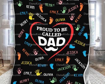 Personalized Dad Blanket, Custom Kids Names - Proud To Be Called Dad Blanket, Gift for Him, Father&#39;s Day Gift, Birthday Gift
