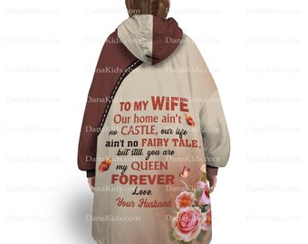 Manta con capucha personalizada "Para mi esposa", manta sherpa floral para usar