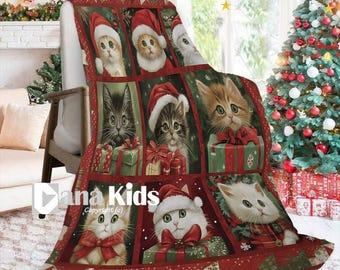 Manta de Natal personalizada para gatos, aconchegante manta natalina.