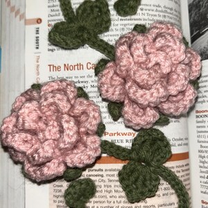 Crochet Rose Bookmark - Pink