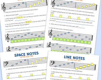 Feuilles de travail pour la lecture de notes à la grande portée