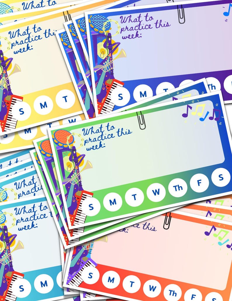 Music Assignment & Practice Chart/ Instrument Punch Card - Etsy