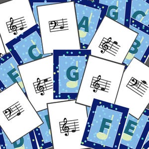 Grand Staff Treble & Bass Notes Flash Cards