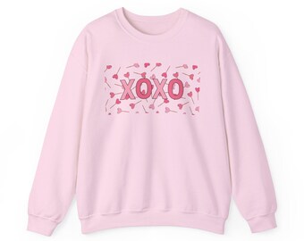 Valentine's Day XOXO Sweatshirt, Love Gift, Unisex Crewneck Jumper, Heart Print Top, Valentine's Day Apparel, Romantic Clothing
