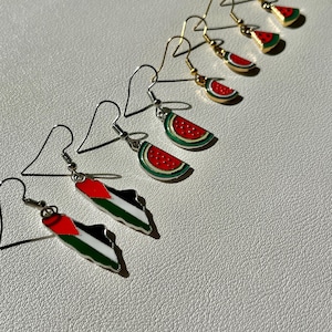 Watermelon Earrings, Handmade Palestinian Inspired Jewelry, Palestine Flag Earrings, Earrings, Gift For her