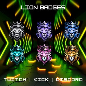 6x odznak Twitch Lion | Odznaki Twitch Sub | Odznaki Twitch Animal | Odznaki Twitch Bit | Transmisja strumieniowa | Role Discord | Natychmiastowe pobranie.