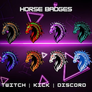 Horse Sub Badges For Twitch, YouTube, Discord | Instant Digital Download | 8x Sub Badges Pack | Animal Badges.